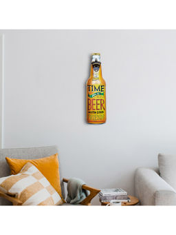 HomeTown - Route 66 Metal Beer Bottle Wall Decor In Yellow