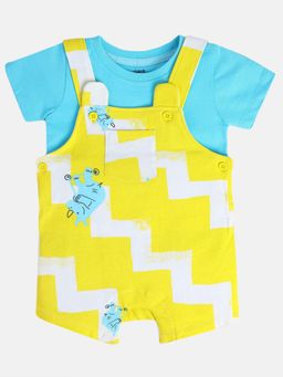 MINI KLUB - Yellow Printed Dungaree and T-Shirt (Set of 2)