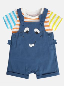MINI KLUB - Blue Stripes Dungaree and T-Shirt (Set of 2)