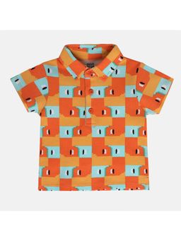 MINI KLUB - Orange Printed Polo T-Shirt