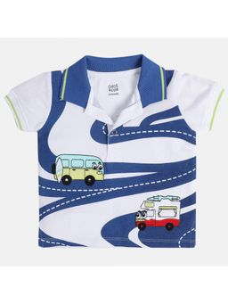 MINI KLUB - White Printed Polo T-Shirt