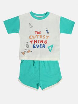 MINI KLUB - Green Printed Shirt and Shorts (Set of 2)