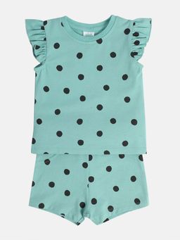 MINI KLUB - Green Polka Dots Top and Shorts (Set of 2)