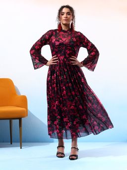 JUSTIN WHYTE - Stylish Floral Printed Pleated Dress