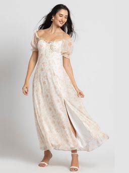JULO - Crimson Comfort Cream Maxi Dress