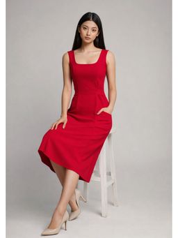 JULO - Rouge Elan Grace Red Midi Dress