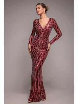 GODDIVA - Wine Geo Maxi Dress