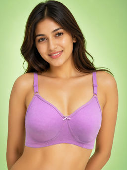 Clovia - Lavender Cotton Non-Padded Non-Wired Full Coverage T-Shirt Bra