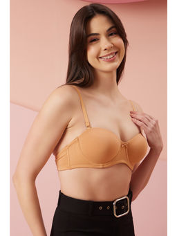 Clovia - Nude Cotton Padded Underwired Multiway Strapless Balconette T-Shirt Bra