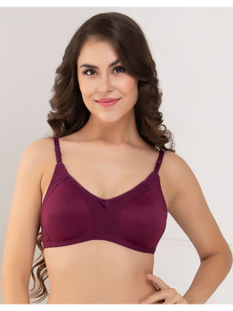 Clovia - Purple Cotton Rich Solid Non-Padded Full Cup Wire Free Spacer Bra