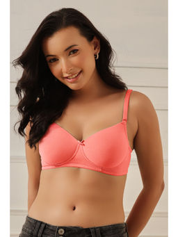 Clovia - Peach Padded Non-Wired Demi Cup Multiway T-Shirt Bra