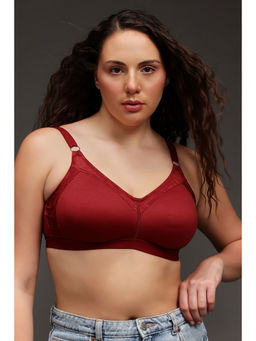 Clovia - Maroon Non-Padded Non-Wired Spacer Cup Full Figure T-Shirt Bra