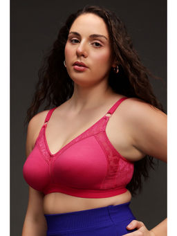 Clovia - Pink Non-Padded Non-Wired Spacer Cup Full Figure T-Shirt Bra