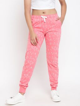 Lil Tomatoes - Girls Printed Cotton Joggers Pink