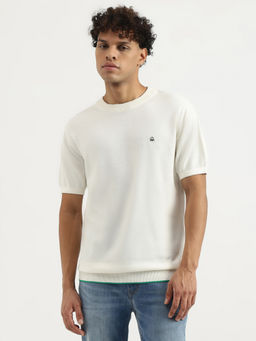 United Colors of Benetton - Off White Regular Round Neck Textured T-Shirt