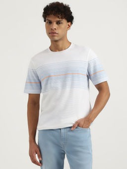 United Colors of Benetton - White Relaxed Round Neck Striped T-Shirt