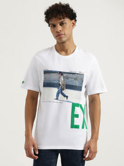 United Colors of Benetton - White Relaxed Round Neck Graphic Print T-Shirt