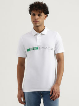 United Colors of Benetton - White Relaxed Graphic Print Polo T-Shirt