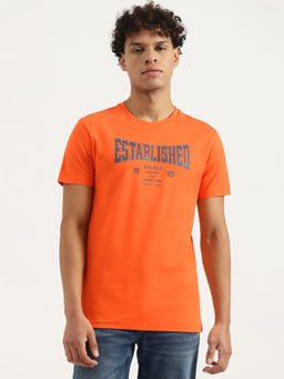 United Colors of Benetton - Orange Regular Round Neck Typography T-Shirt