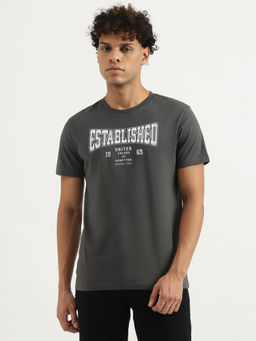 United Colors of Benetton - Grey Regular Round Neck Typography T-Shirt