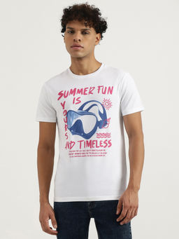 United Colors of Benetton - White Regular Round Neck Typography T-Shirt
