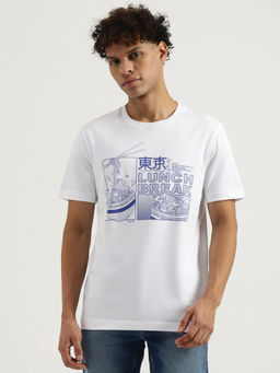 United Colors of Benetton - White Relaxed Round Neck Graphic Print T-Shirt