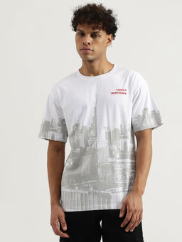 United Colors of Benetton - White Boxy Round Neck Printed T-Shirt