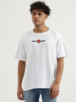 United Colors of Benetton - White Boxy Round Neck Graphic Print T-Shirt