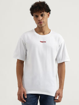 United Colors of Benetton - White Boxy Round Neck Graphic Print T-Shirt