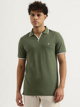 United Colors of Benetton - Green Regular Johny Collar Solid Polo T-Shirt