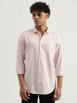 United Colors of Benetton - Pink Slim Spread Collar Solid Formal Shirt