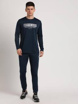 Turtle - Men Knitted Solid Slim Fit Navy Tracksuits (Set of 2) (36)