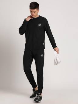 Turtle - Men Knitted Solid Slim Fit Black Tracksuits (Set of 2) (36)
