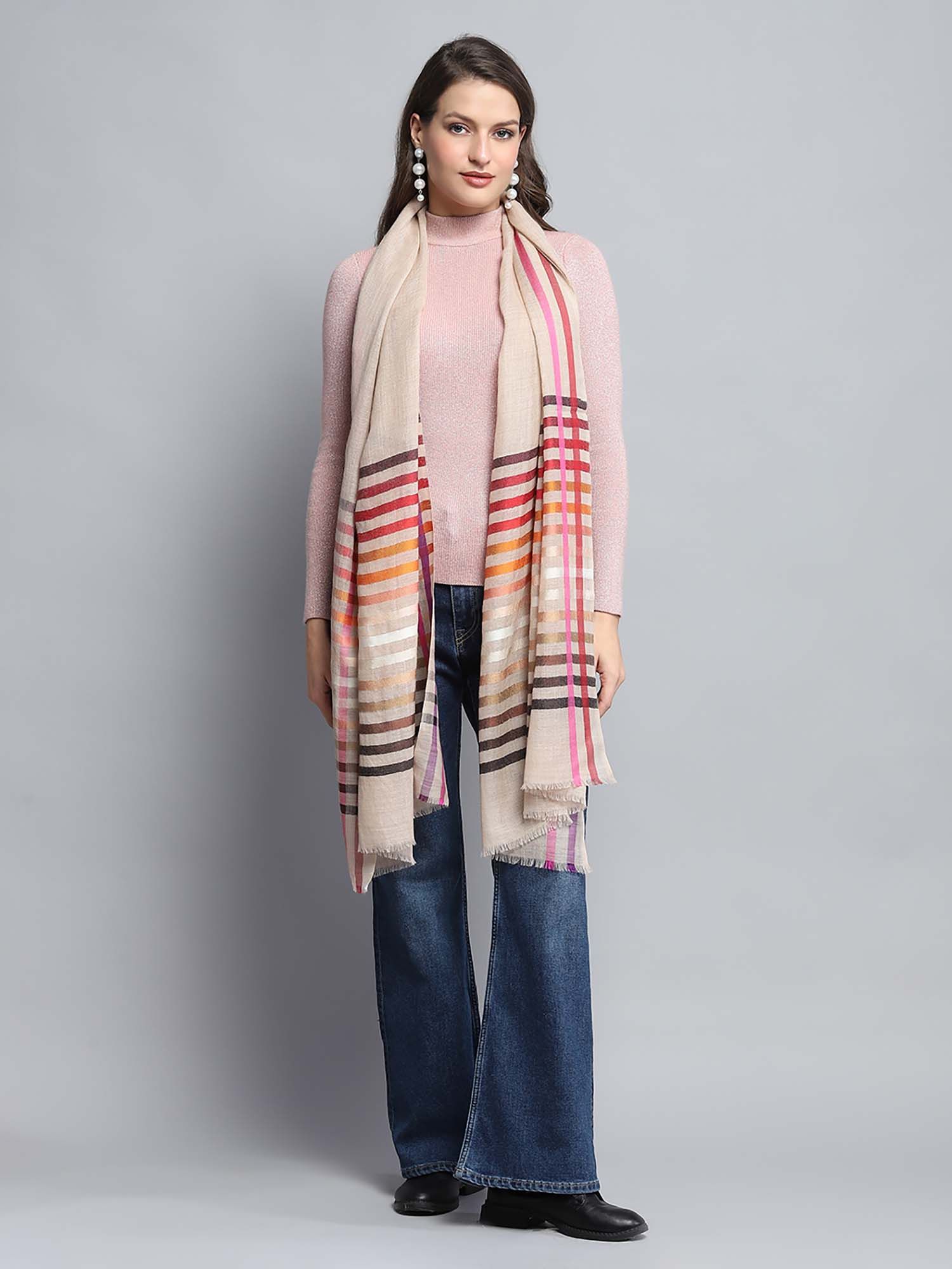 monte carlo Women Stripes Multi Color Stoles-picture-11
