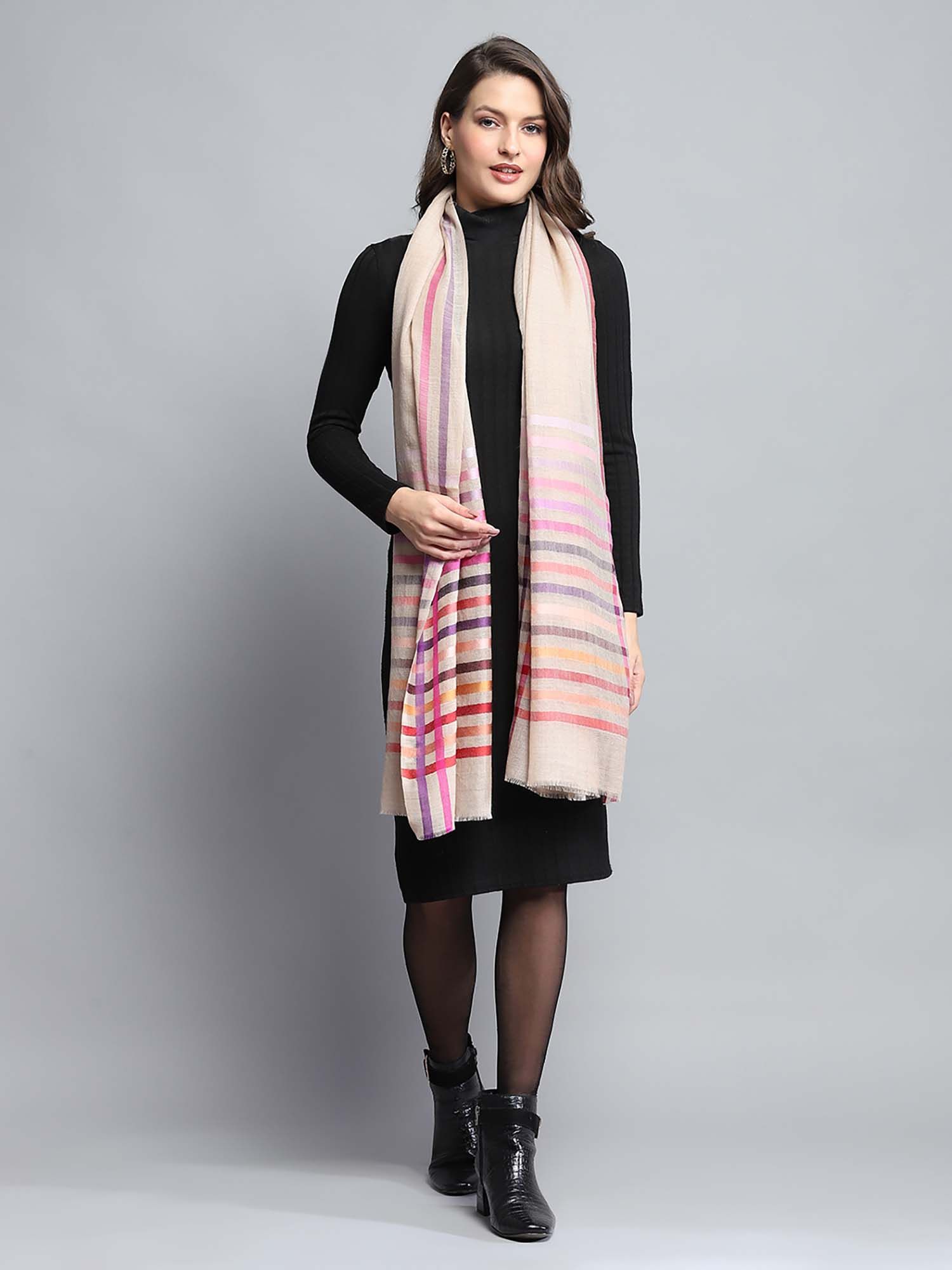 monte carlo Women Stripes Multi Color Stoles-picture-38