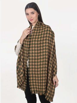 Calvadoss - Women Houndstooth Mustard and Green Stole