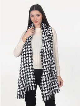 Calvadoss - Women Houndstooth White and Black Stole