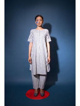 maidaan - Charcoal White Striped Co-Ord (Set of 2)