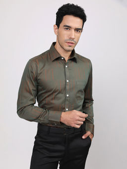 Louis Stitch - Green Regular Fit Formal Shirt