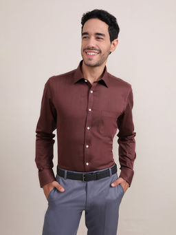 Louis Stitch - Maroon Regular Fit Formal Shirt