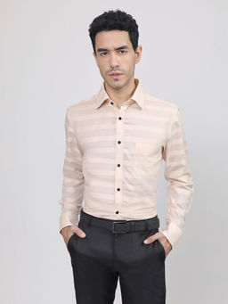 Louis Stitch - Cream Stripes Formal Shirt