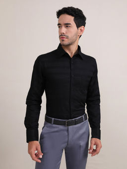 Louis Stitch - Black Regular Fit Formal Shirt