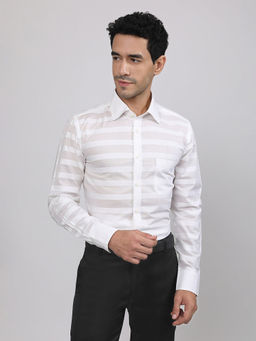 Louis Stitch - White Regular Fit Formal Shirt