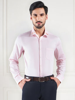 Louis Stitch - Pink Regular Fit Solid Pink Shirt