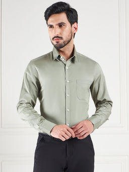Louis Stitch - Green Regular Fit Solid Green Shirt
