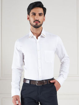 Louis Stitch - White Regular Fit Solid White Shirt