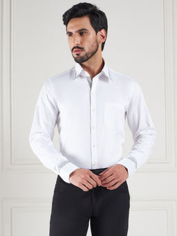 Louis Stitch - White Regular Fit Solid White Shirt
