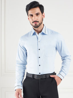 Louis Stitch - Blue Regular Fit Solid Blue Shirt