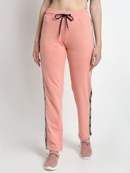 Club York - Women Peach-Coloured Solid Straight-Fit Track Pants