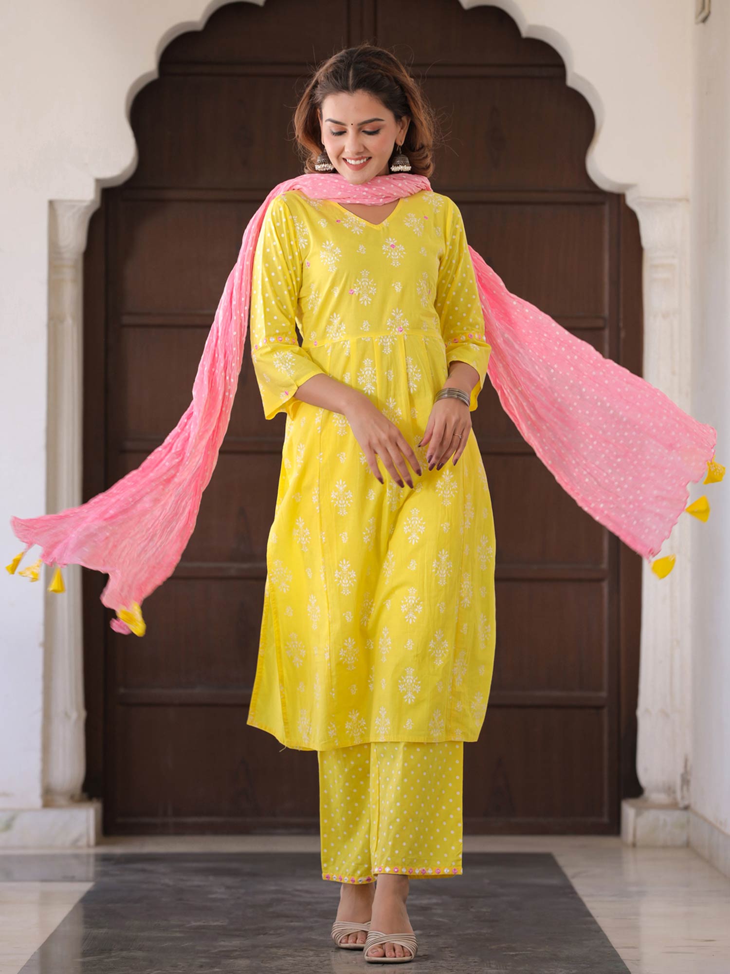 Buy Jaipur Kurti Yellow Ethnic Motif 